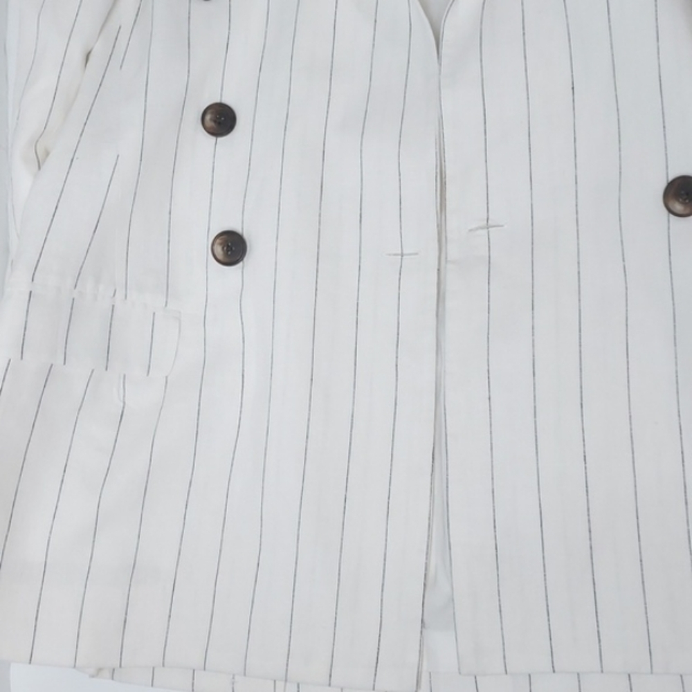 L'AGENCE Brea Blazer Linen Cotton Pinstripe Ivory Size 2 - Picture 13 of 16